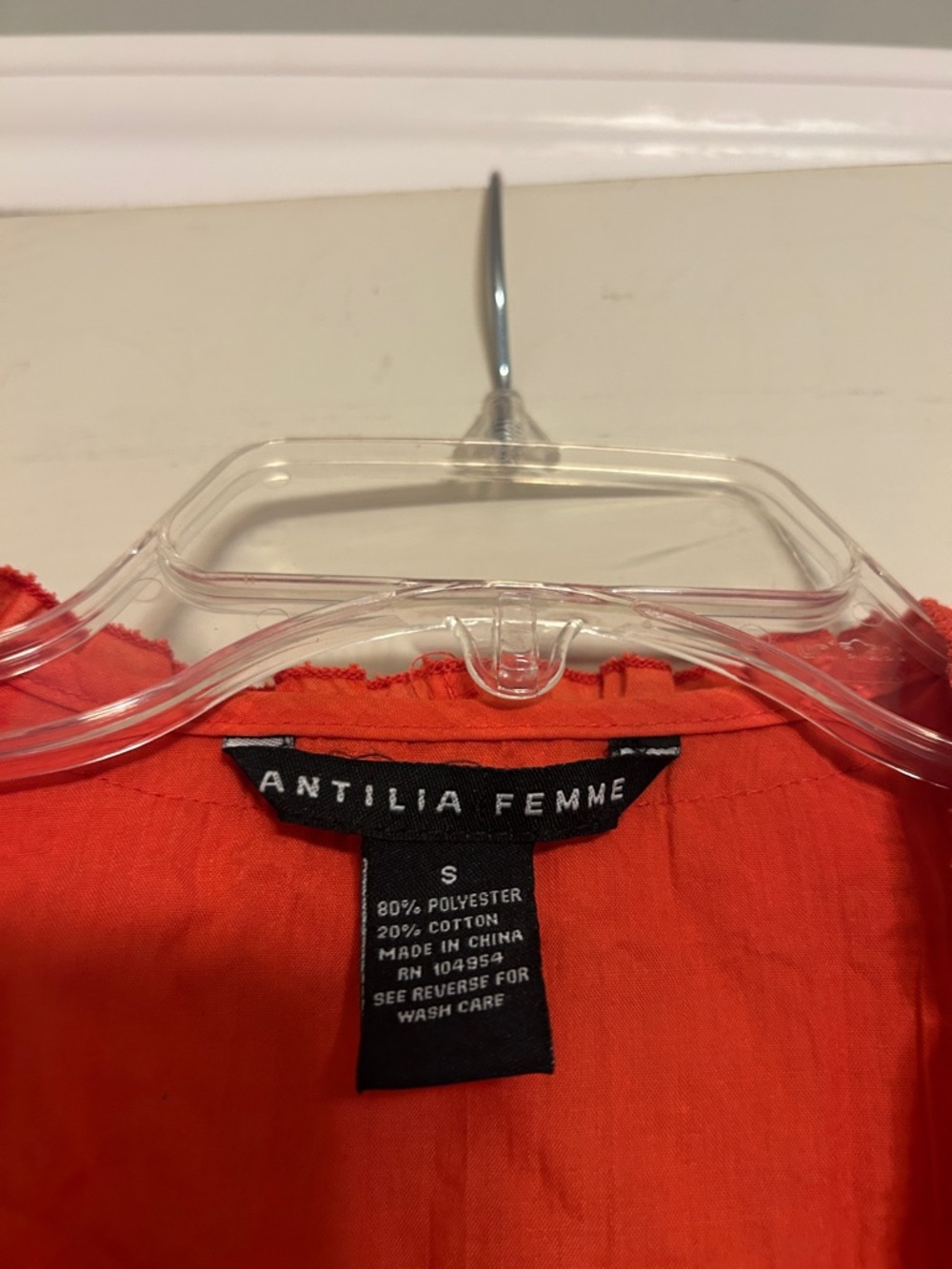 Offer $7๐ Antilia Femme orange crinkle ruffle shirt - Picture 4 of 5